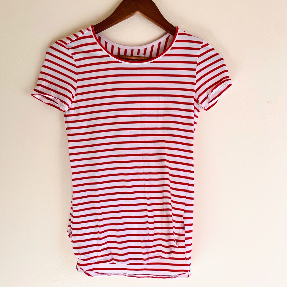 Workshop Republic Clothing Red and White Striped Short Sleeve Tee
